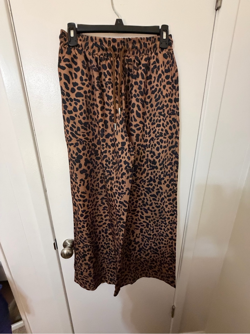 SHEIN Brown and Black Leopard Print Wide Leg Pants